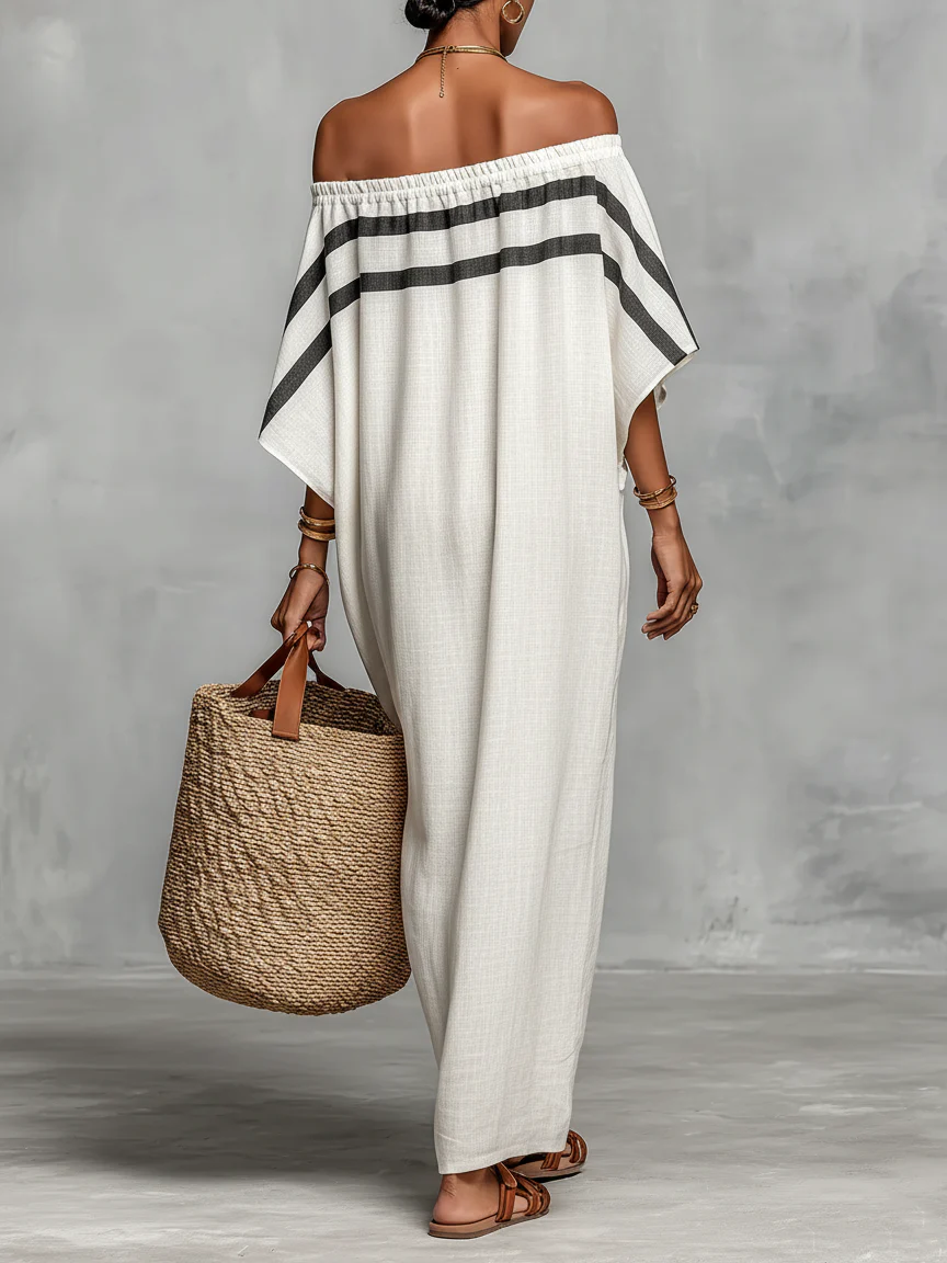 Aveline™ | Maxi Off-Shoulder Dress with Batwing Sleeves