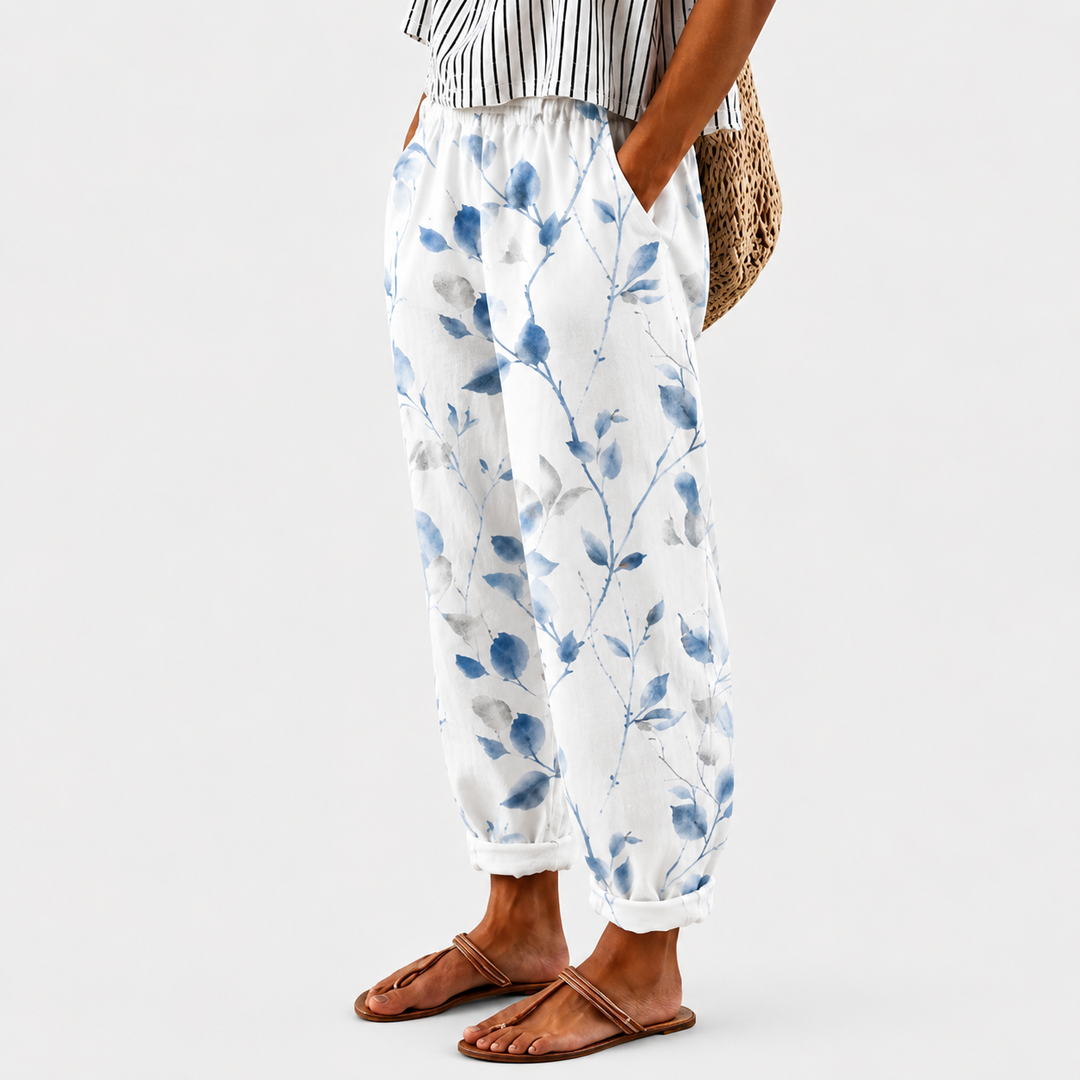 Pantalons Confort Bleu Saule